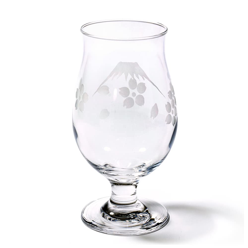 Пара бокалов для пива Kobo Official Direct Edo Kiriko Blossom Beer Glass поставляется в косметической коробке, изготовленной в Японии [Taimuro Sales] Mt.Fuji Crane/Cherry (прозрачный)