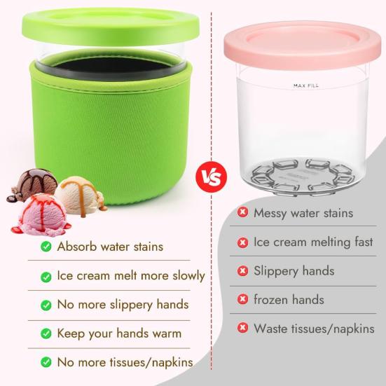 4 шт. Рукава для стаканов для мороженого для Ninja NC501 пинты Многоразовые неопреновые рукава Предотвращают конденсацию Нескользящие Стакан 16/24 унции