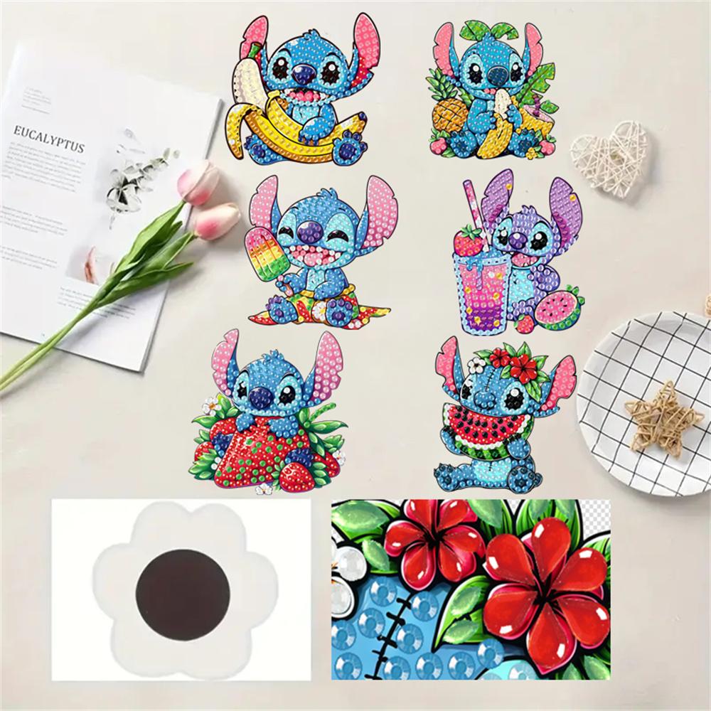 6Pcs Gluttonous Series Diamond Art Fridge Magnet Diamond Painting Refrigerator Magnet DIY Fridge Stickers for Fridge Whiteboards