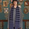 UNALLOYED STRIPE KNIT MUFFLER / NAVY