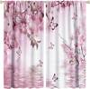 Розовые Тропические Сакуры Красивые Летние Джунгли Орхидеи Гибискус Бабочка Шторы для Окна Шторы с Карманчиком для Штанги Darke