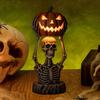 Pumpkin Night Light Halloween Horror Skeleton Ghost Witch Pumpkin Lantern Resin LED Tabletop Lamp for Gothic Room Desk Decorr