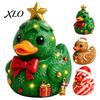 Desktop Christmas Tree Ornaments Duck Figurine, Resin Sculpture for Holiday Home Decor, Cute Party Table Centerpieces with Festive Elements