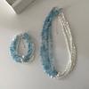 Summer Sea Blue Natural Stone Splicing Necklace Women'S Small Fresh Design Niche Collarbone Chain Versatile Temperament Fashion Neck Chain