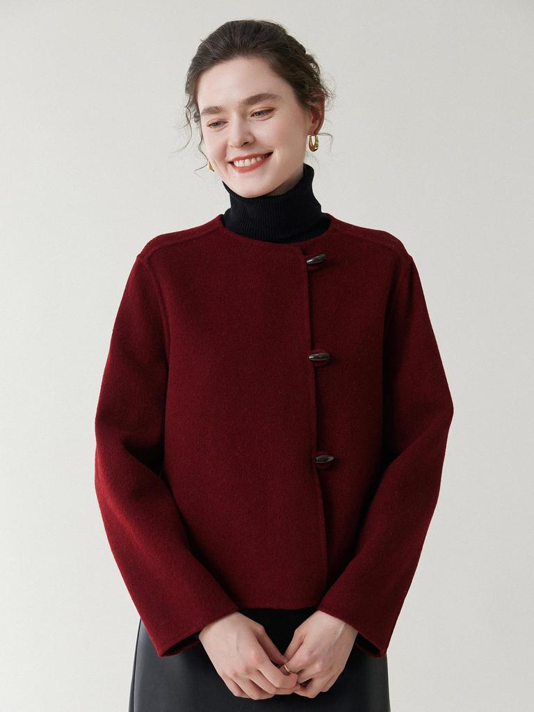 Women's High-End Wool Tweed Coat - Autumn/Winter 2025, Double-Faced and Loose Fit with a Round Neck In Little Fragrance Style