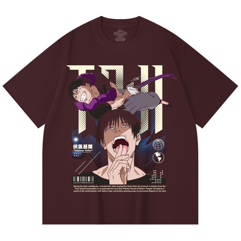 230 г/м² 100% хлопок Jujutsu Kaisen V47 Принт Тодзи Унисекс Тяжелая хлопковая футболка