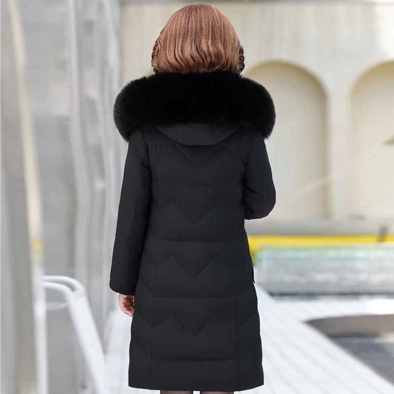 Middle-aged Women's Winter Coats New Casual Thick Warm Women's Jackets Hooded Fur Collar Long Parkas