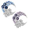 Temperament Moon Star Brooch Crescent Moon Brooch Pin Suit Pin Sparkling Half Moon Rhinestone