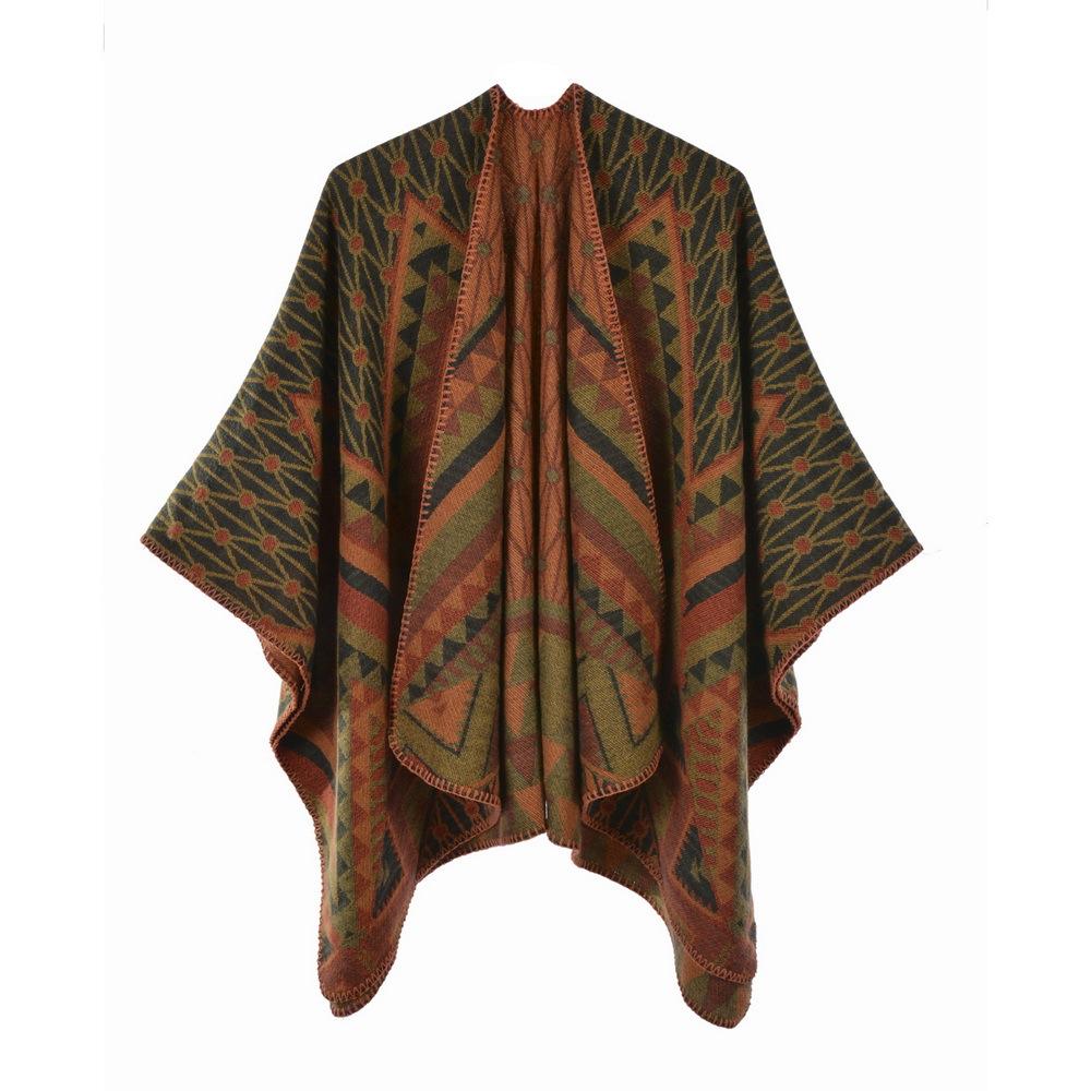 Ponchos Coat Cashmere Scarves Women Winter Warm Shawls And Wraps Pashmina Thick Capes Blanket Femme Scarf