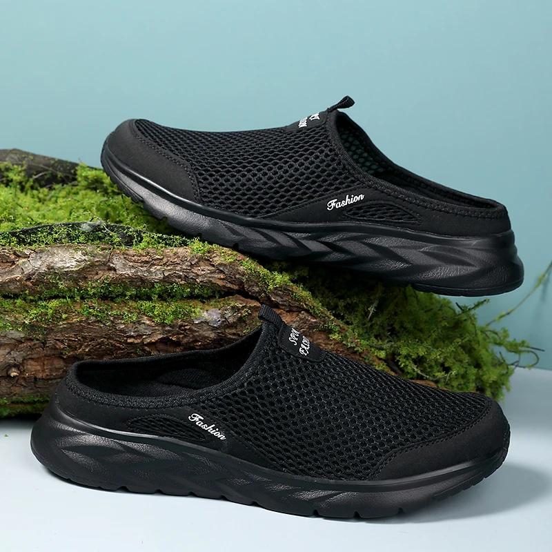 MAEDEF полутапочки для отдыха на открытом воздухе высокого качества противоскользящие мужские туфли для отдыха сетчатые дышащие мягкие удобные тапочки на плоской подошве