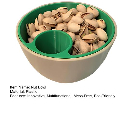 Напечатанная на 3D-принтере миска для семян и орехов, тарелка для закусок с контейнером для шелухи, многофункциональные сервировочные миски 2-в-1 для фисташек, подсолнечника