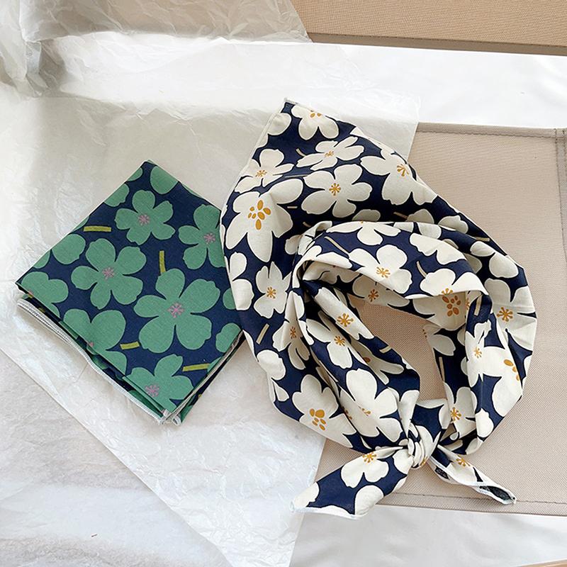 56Cm Ladies Headband Cotton Linen Square Scarf Korean College Girls Elegant Neck Scarves Sun Protection Headscarf