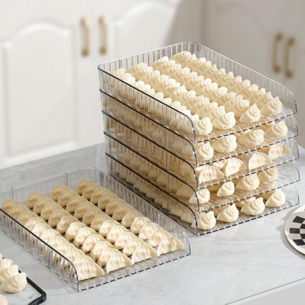 Rectangular Dumpling Cover Plate Large Capacity Dumpling Box Practical Dumpling Tray for Home
