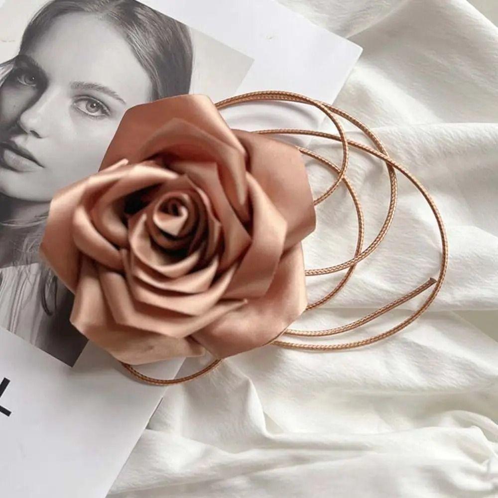 Шейный ободок, розовое кружевное ожерелье на шею, роскошный цветок, поясная цепочка, модная модная цепочка для тела, женская