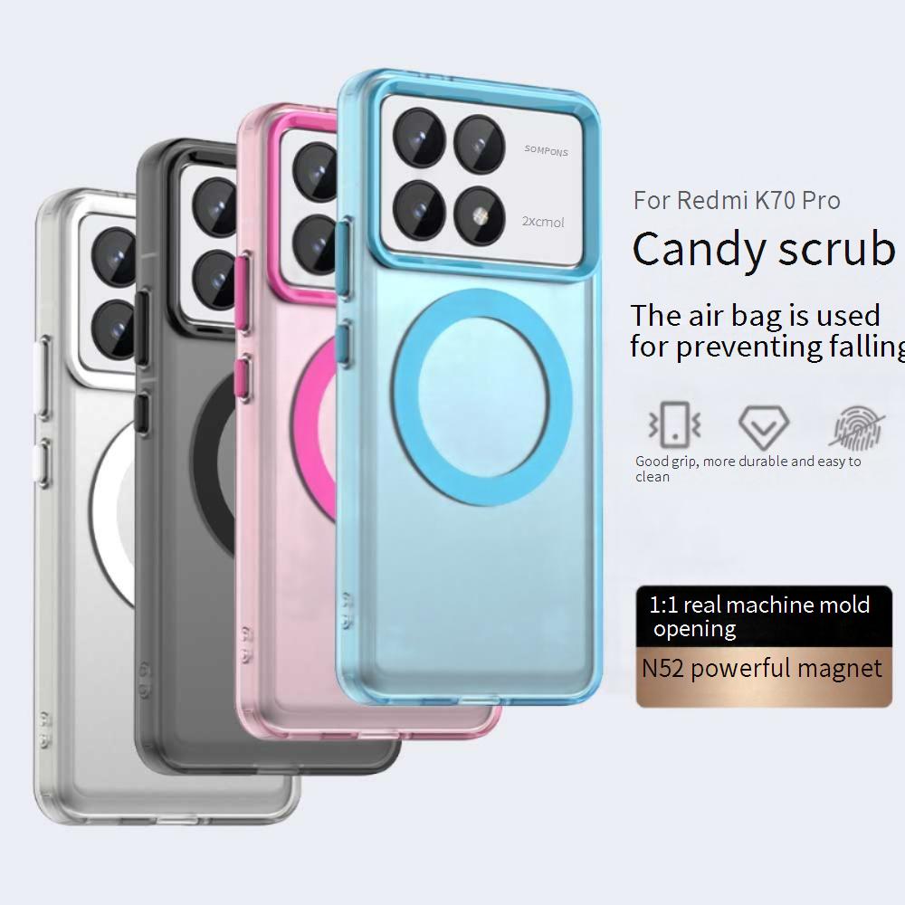 Матовый чехол Magsafe для телефона Xiaomi Redmi K70 K70 Ultra K70 Pro K70E Магнитная беспроводная зарядка Противоударная задняя крышка