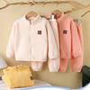 Plush Sets Children Autumn Winter Warm Fleece Suits Baby Thickened Cardigan Pants Outfits Boys Girls Homewear