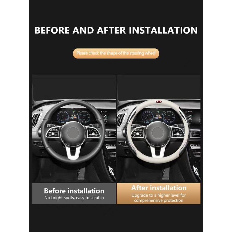 Fashion New Car Leather Carbon Fiber Car Steering Wheel Cover Car Accessories For KIA K5 K9 Sorento Ceed Sportage Carnival Stinger Forte Niro Cadenza