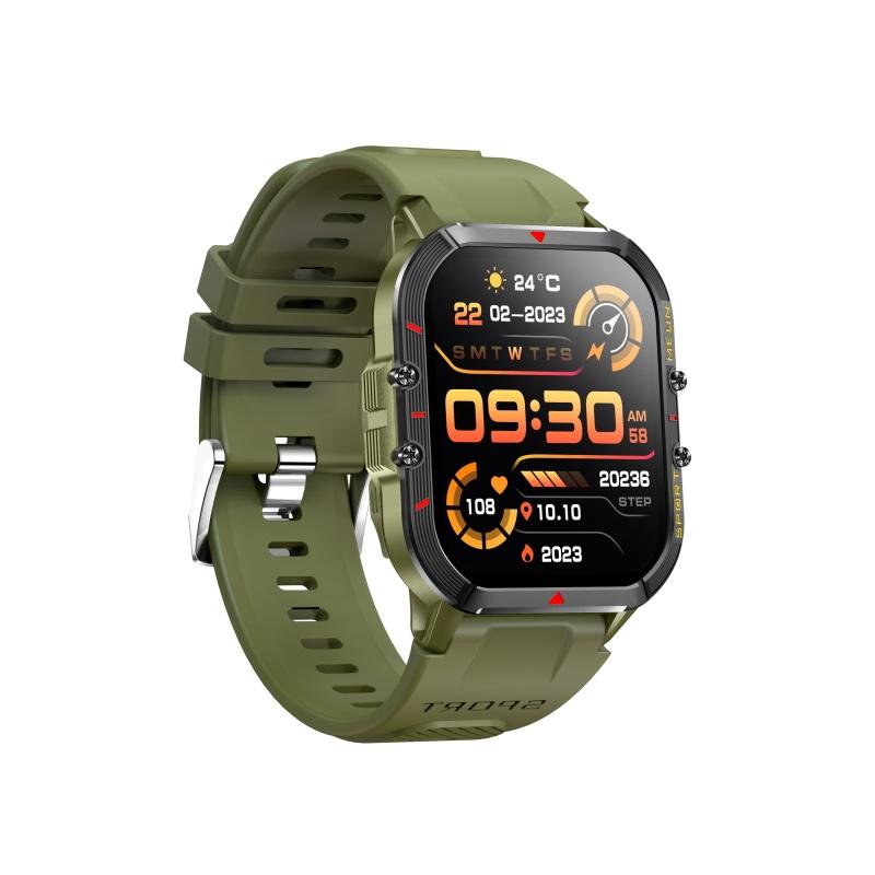 Уличные умные часы Rainbuvvy T21 Двухрежимные 1,96-дюймовый HD 240x282 BT5.2 Звонки по Bluetooth 280 мАч Водонепроницаемость IP67 Прочный умный браслет Android