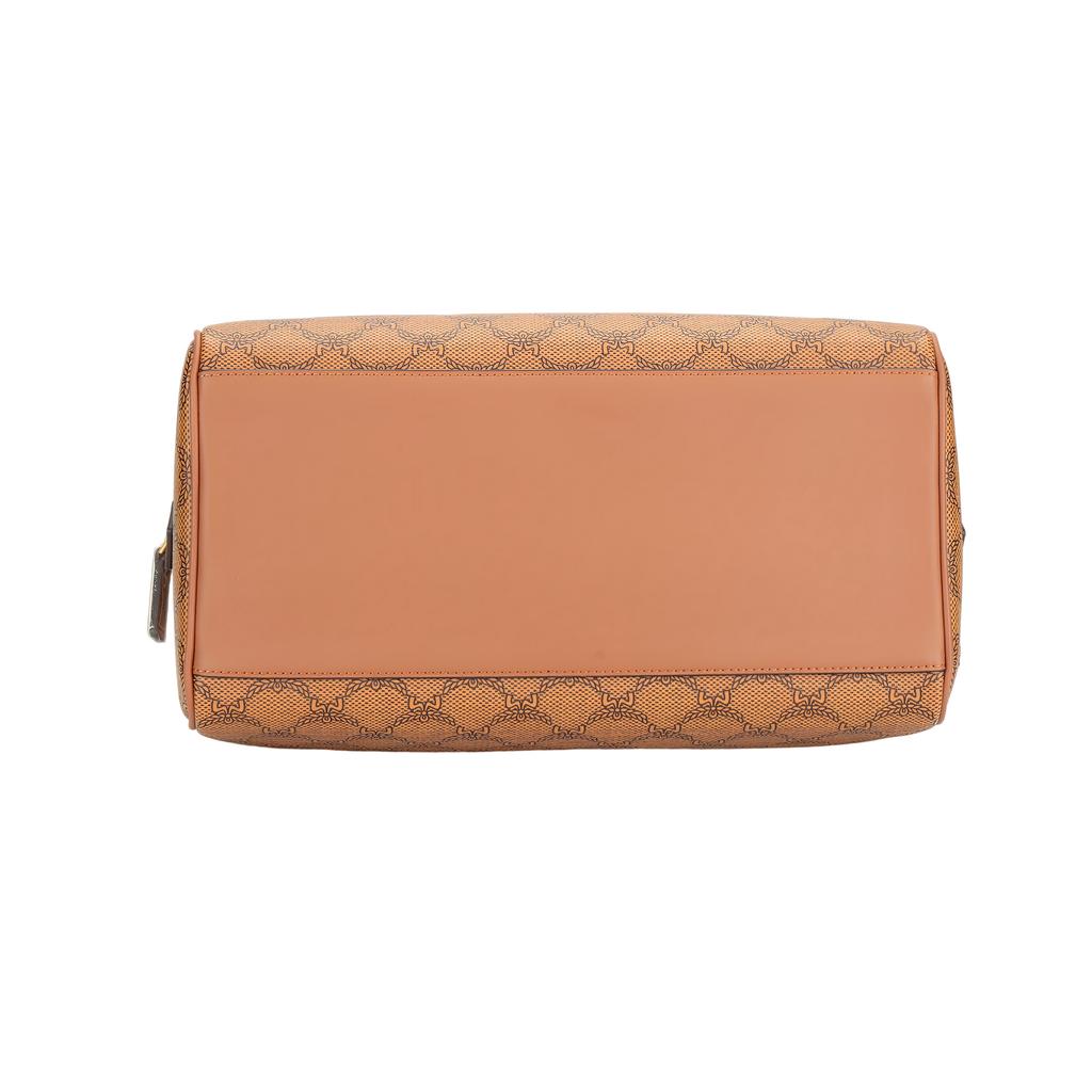 MCM Metal Logo Zipper Canvas And Leather Trim Shoulder Crossbody Bag Women Handbags Brown MWBESEA07CO001