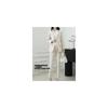 Yino Women's Suit Set: 2-Piece Pantsuit (Jacket and Straight Pants) with Elastic Waistband,
