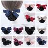 Ribbon Pearls Crochet Bun Net Bun Snood Lace Hair Net Detachable Bow Snood Spring Clip  Bank