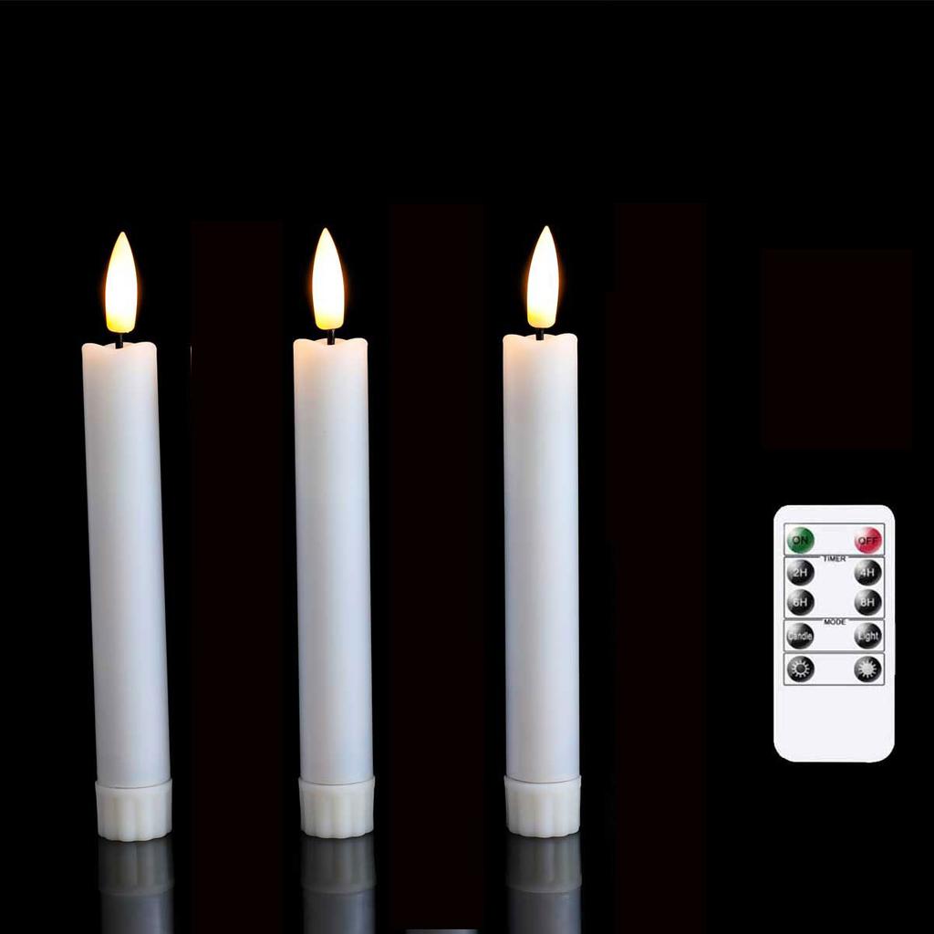 3 or 6 Pieces Short Or Long Flameless Wedding Decorative Taper Candles,6.5 /10 Inch Battery Powered Christmas Home Decoration