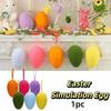 Colorful Flocking Easter Egg Ornament Fabric Foam Material Unbreakable Design  Seasonal Decoration