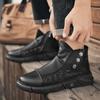 Original Black Ankle Boots Men Trend Zip Comfortable Leather Boots For Men Fashion Casual High Top Men's Boots Botas Para Hombre