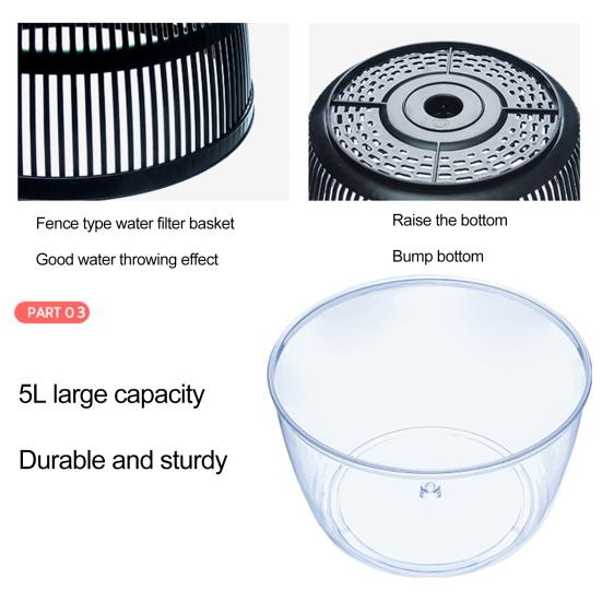 5L Large Capacity Vegetable Dehydrator Convenient Salad Spinner Drain Basket Fruit Washer for Home Kitchen