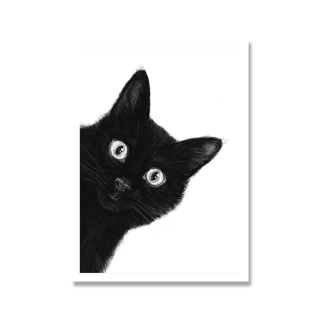 Плакат с черным котом и современный печатный постер, модульная картина, подарок, креативное украшение для дома