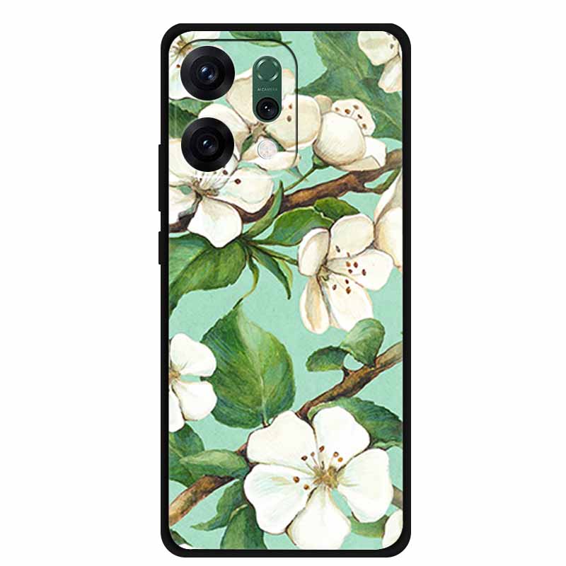 For Oppo Reno 14 5G 3D CaseRelief Flowers Emboss Phone Cover For Oppo Reno 14 Black Silicone Shockproof Soft Fundas Protector
