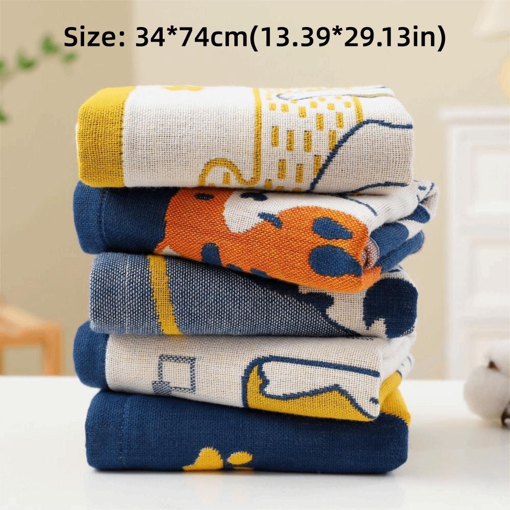 34x74cm Face Towels 3 Layer Cotton Gauze Kitchen Towel Cute Bath Towel for Kids Children