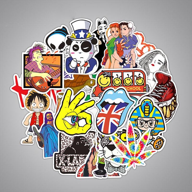 Vibrant 50pcs Vinyl Stickers For Skateboard Guitar Travel Case With Cool Designs