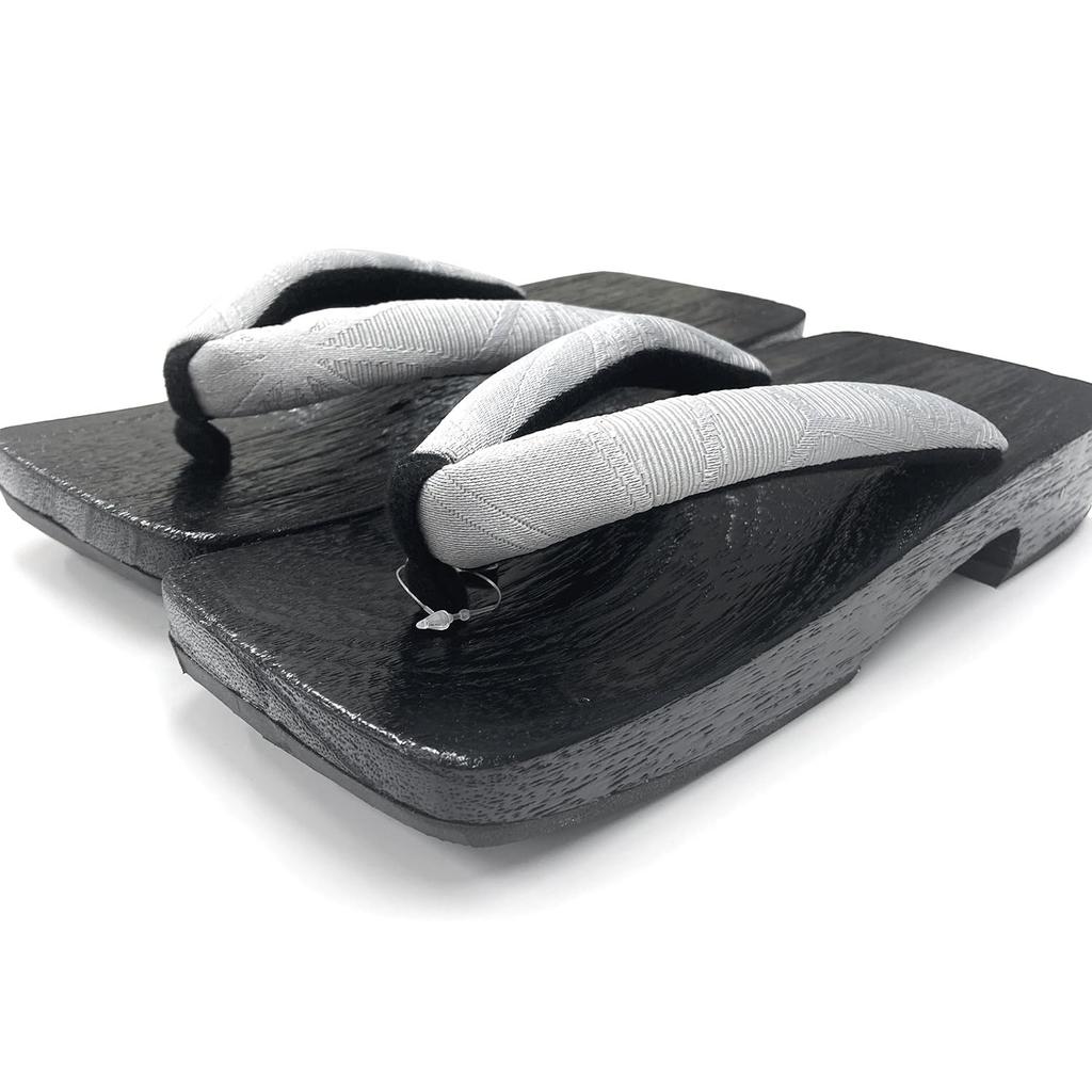 Kyoto Kimono Yuzen Geta for Sizes Paulownia Wood Geta with Comfortable Rubber Blackened (Geta) Men, 25.5-27, Black, Gentlemen's, Sole, (Black)