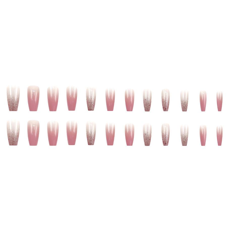 24 шт. Крупные блестки сочетаются с розовыми подушечками для ногтей, что очень важно для привлечения внимания.. Нежные девушки носят нейл-арт.