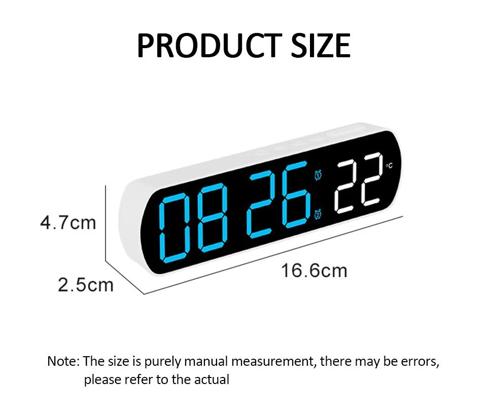 Voice Control Digital Alarm Clock with Temperature Display, Dual Alarm, Night Mode, 12/24H LED Desk Clock for Bedroom Office