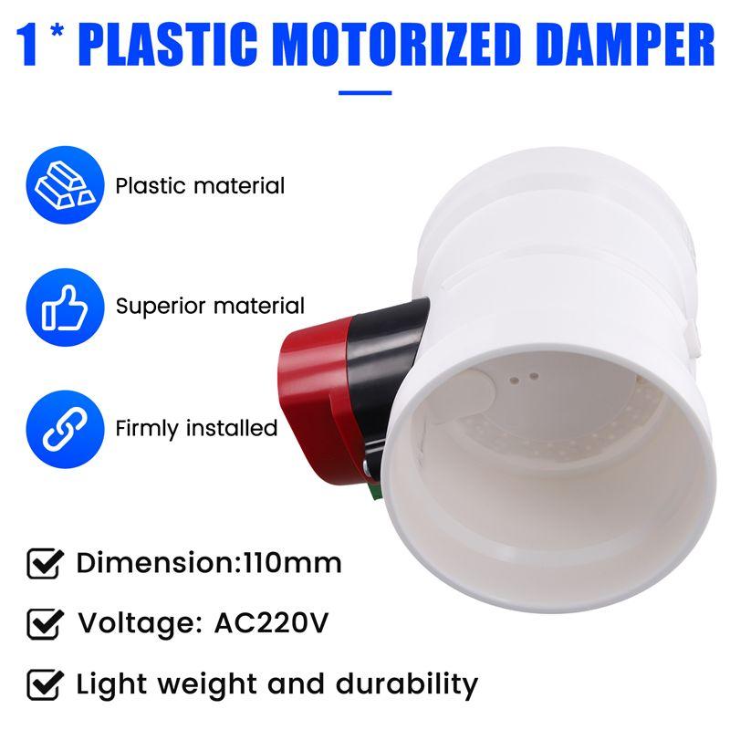 A84E-Plastic Motorized Damper PVC Check Valve Air Duct Volume Controller For Ventilation Pipe 220VAC