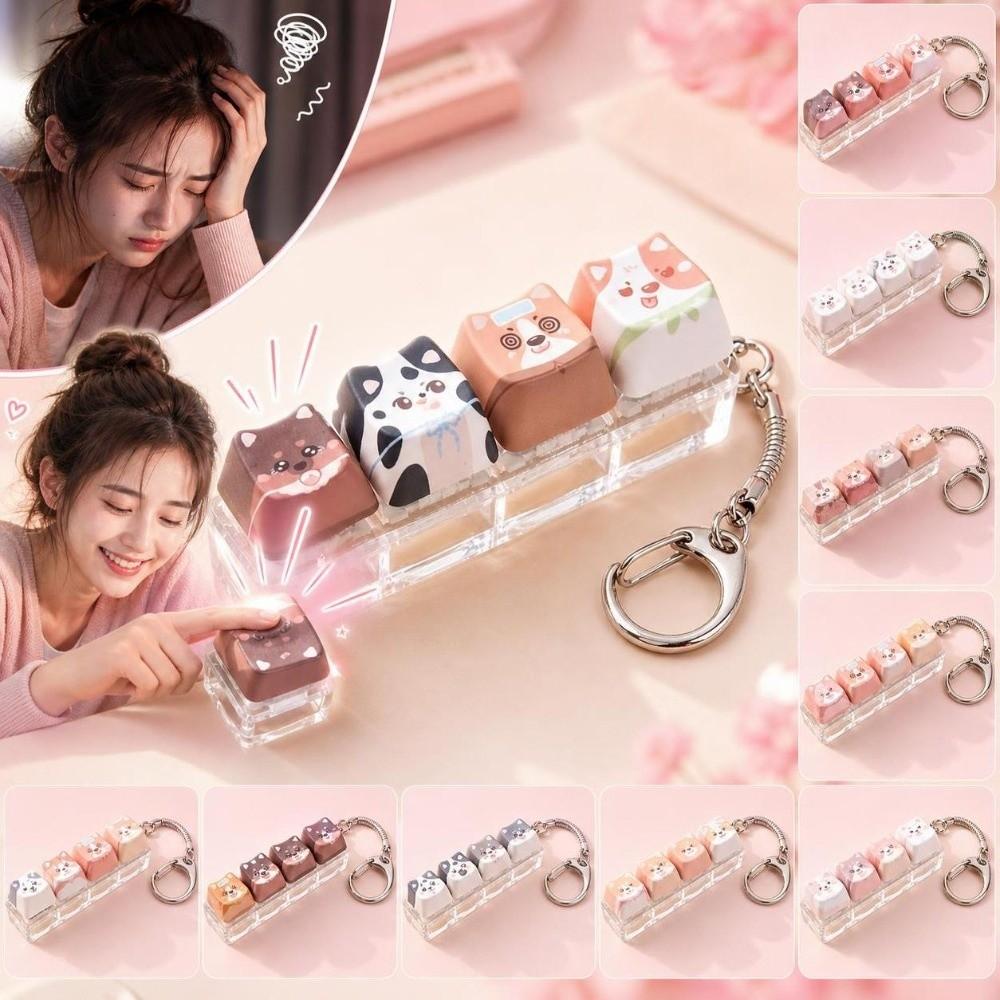 Keyboard Stress Relief Clicker Mechanical Creative Dog Keychain Children Adults