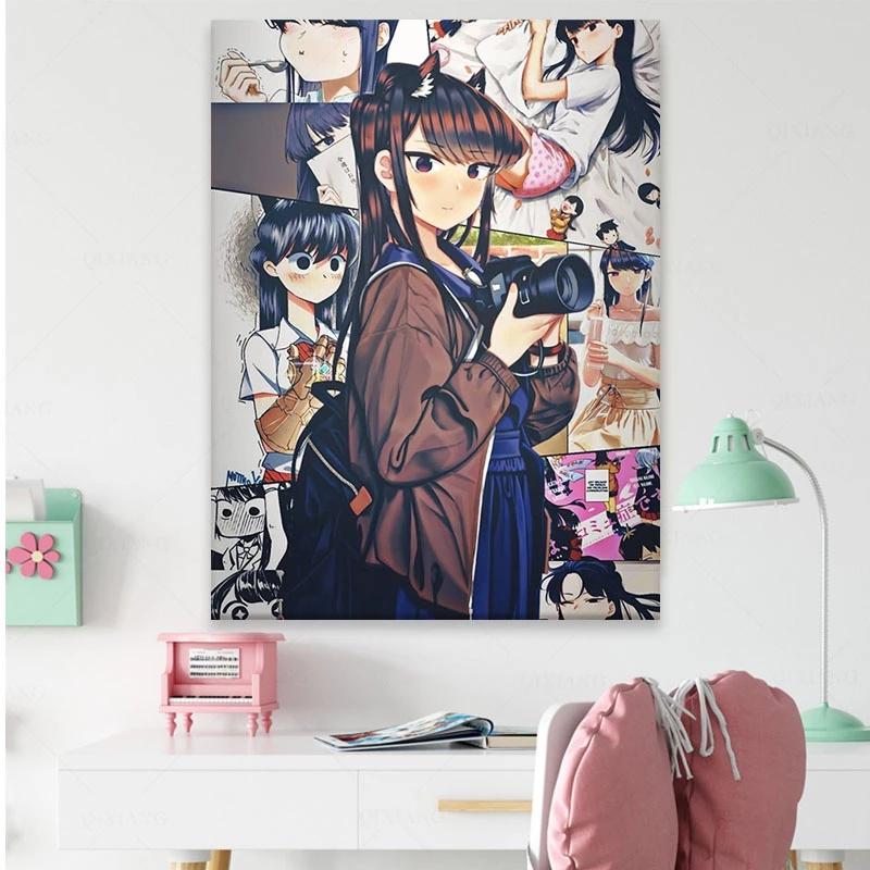 Рамка из цельного дерева Komi Shouko Komi San, аниме, украшение, домашний декор, холст, живопись, гостиная, манга, настенные художественные фотографии, плакаты, принты