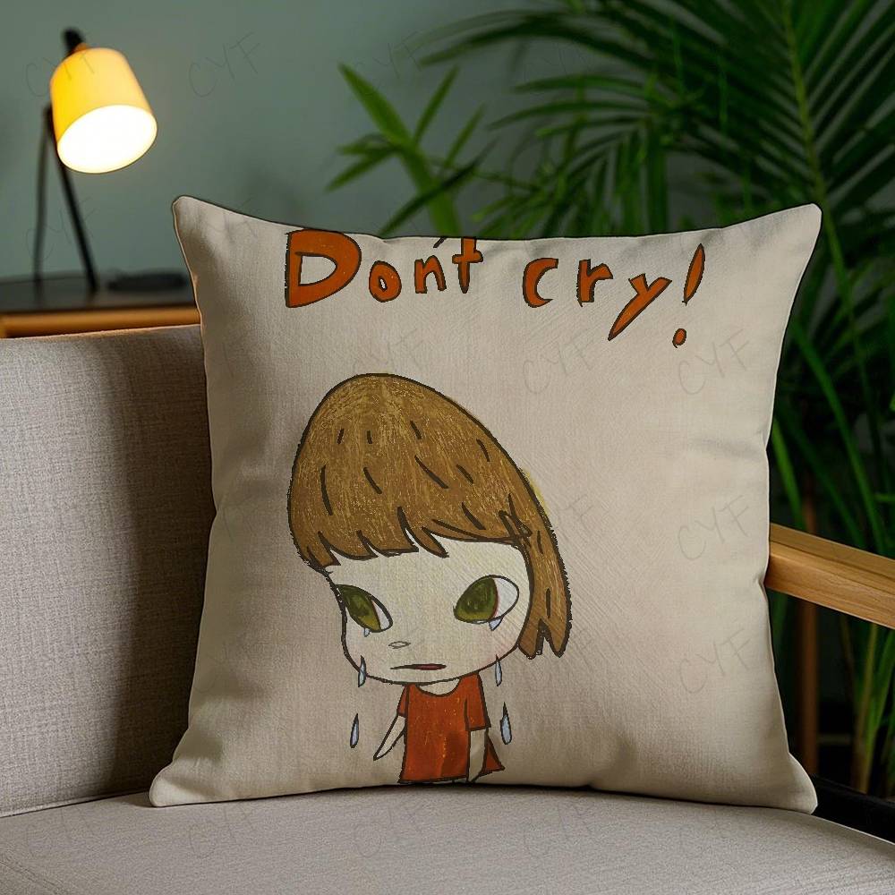 Yoshitomo N-N-Nara Pillow Case Safe Custom Photo Pillow, Anti-fade Brushed Fleece Cushion, Maternal & Infant Safe.