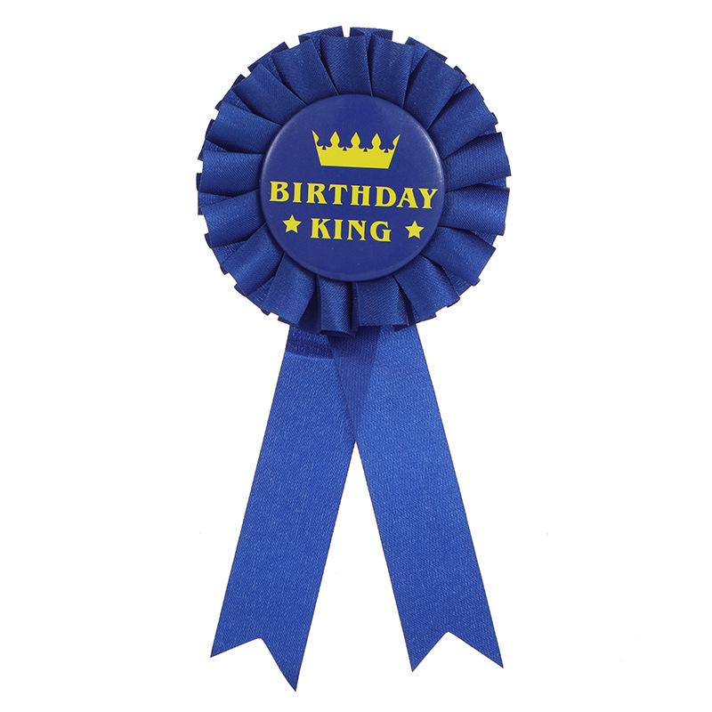 Men’s Birthday King Badge - Blue, Gold & Black Party Corsage