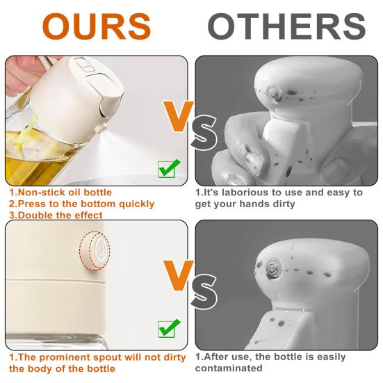 470 мл распылитель масла 2 в 1 прозрачный толстый герметичный большой емкости эргономичная ручка диспенсер для оливкового масла бутылка распылительная насадка пищевой класс