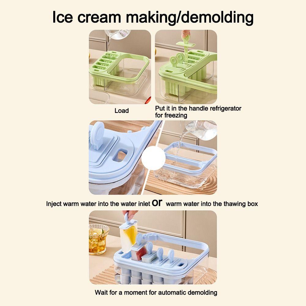 2-in-1 Press Ice Tray Box One-Touch Release Ice Maker Space Saving Ice Cream Mold Home Kitchen Use