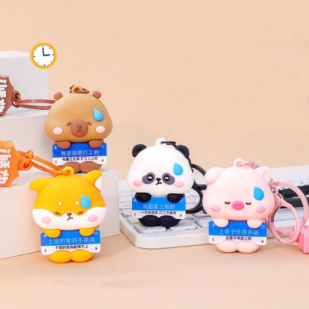 Брелок для ключей Capybara из ПВХ, милый кулон в виде панды из мультфильма, подарок на день рождения для детей