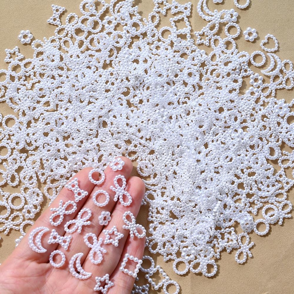 50 г/пакет, разноцветные перламутровые украшения для ногтей, полые сердечки, звездочки, аксессуары для маникюра своими руками