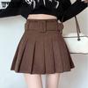 Женская дизайнерская ниша с поясом, плиссированная полуюбка трапециевидной формы, модная узкая однотонная короткая юбка с высокой талией Pure Desire Wind