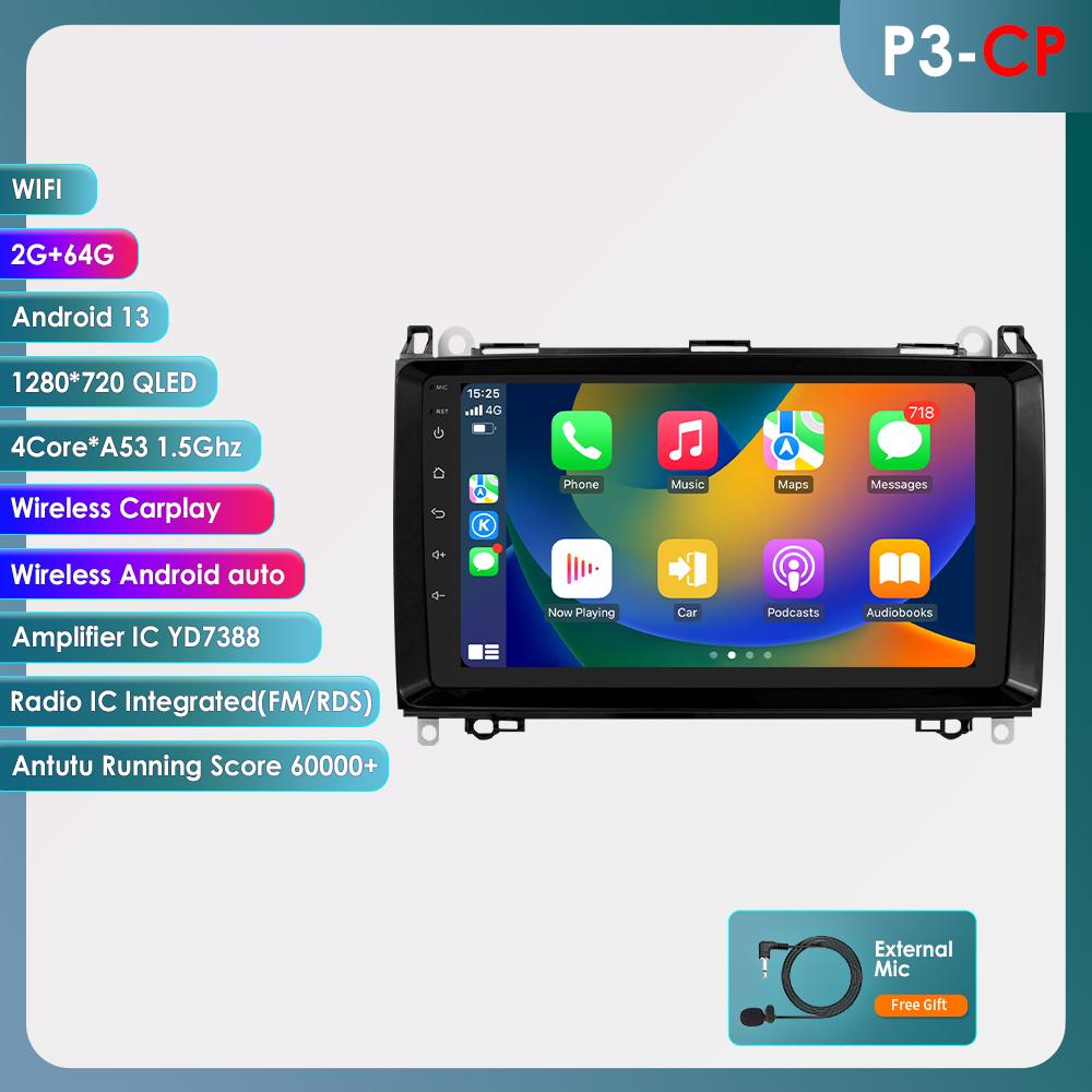 OSSURET Android13 Car Radio for Mercedes Benz W169 W245 B200 W906 Sprinter W639 Vito Multimedia Video Player GPS Carplay Auto Navigation Intelligent