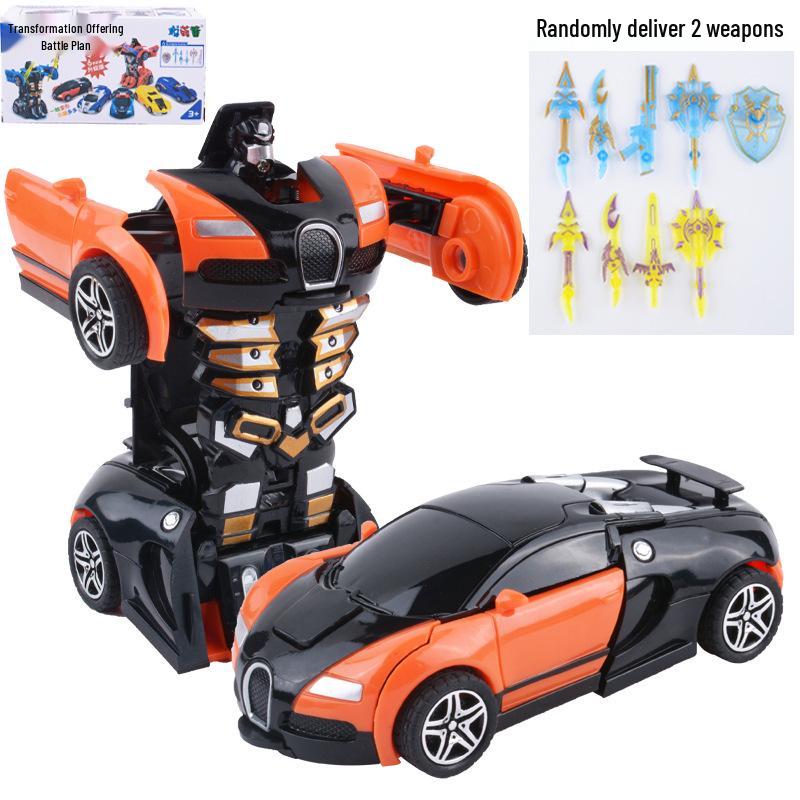 Детская деформирующаяся игрушечная машинка - Инерционная ударопрочная машина-пазл с одной кнопкой