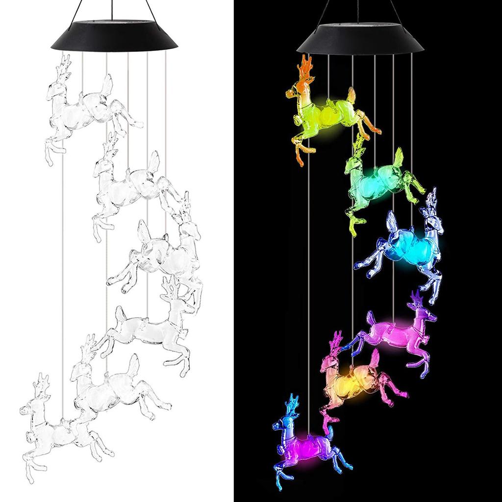 Solar Energy Powered Wind Chime Lamp Gradient Colorchanging Hangings Outdoor Light Snowman