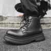 Высококачественные классические кожаные ботинки в британском уличном стиле для мужчин, однотонные черные, Hombre, повседневные, для платья, обувь с увеличением роста